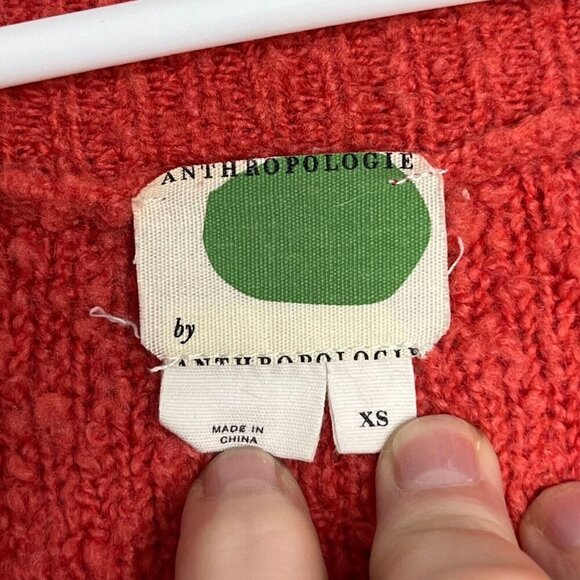 Anthropologie Fuzzy‎ Nubby Alpaca Blend Clayton Sweater V-Neck Oversized Pink XS - Picture 4 of 9